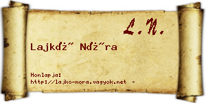 Lajkó Nóra névjegykártya