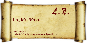Lajkó Nóra névjegykártya